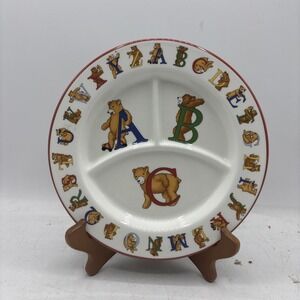 1994 Vintage Tiffany & Co Alphabet Bears Porcelain Baby Compartment Plate 8.5"